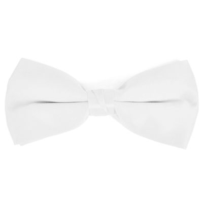 boxed-gifts Solid White Colored Poly-Satin Banded Bowtie