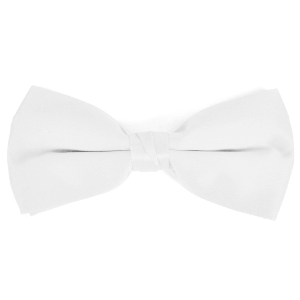 boxed-gifts Solid White Colored Poly-Satin Banded Bowtie