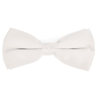 boxed-gifts Solid Colored Off White Poly-Satin Banded Bowtie