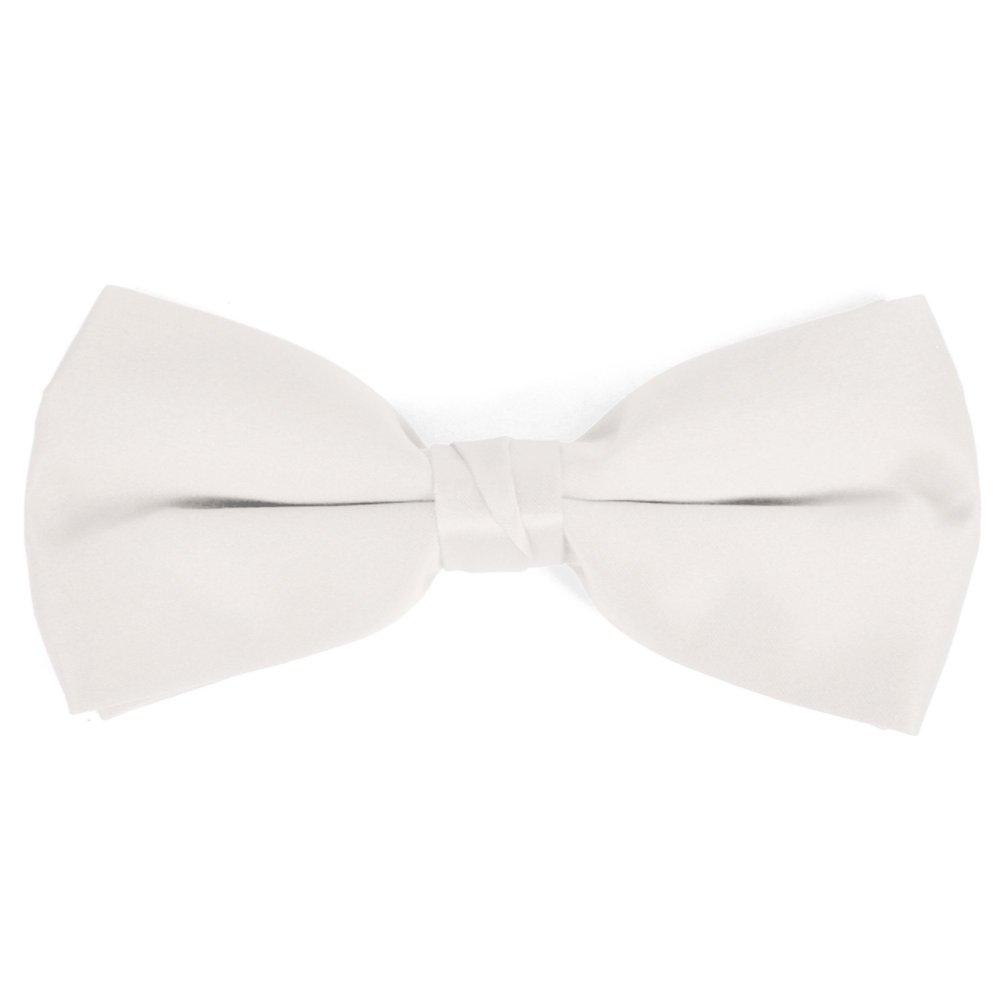 boxed-gifts Solid Colored Off White Poly-Satin Banded Bowtie