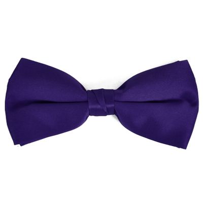 boxed-gifts Solid Purple Colored Poly-Satin Banded Bowtie