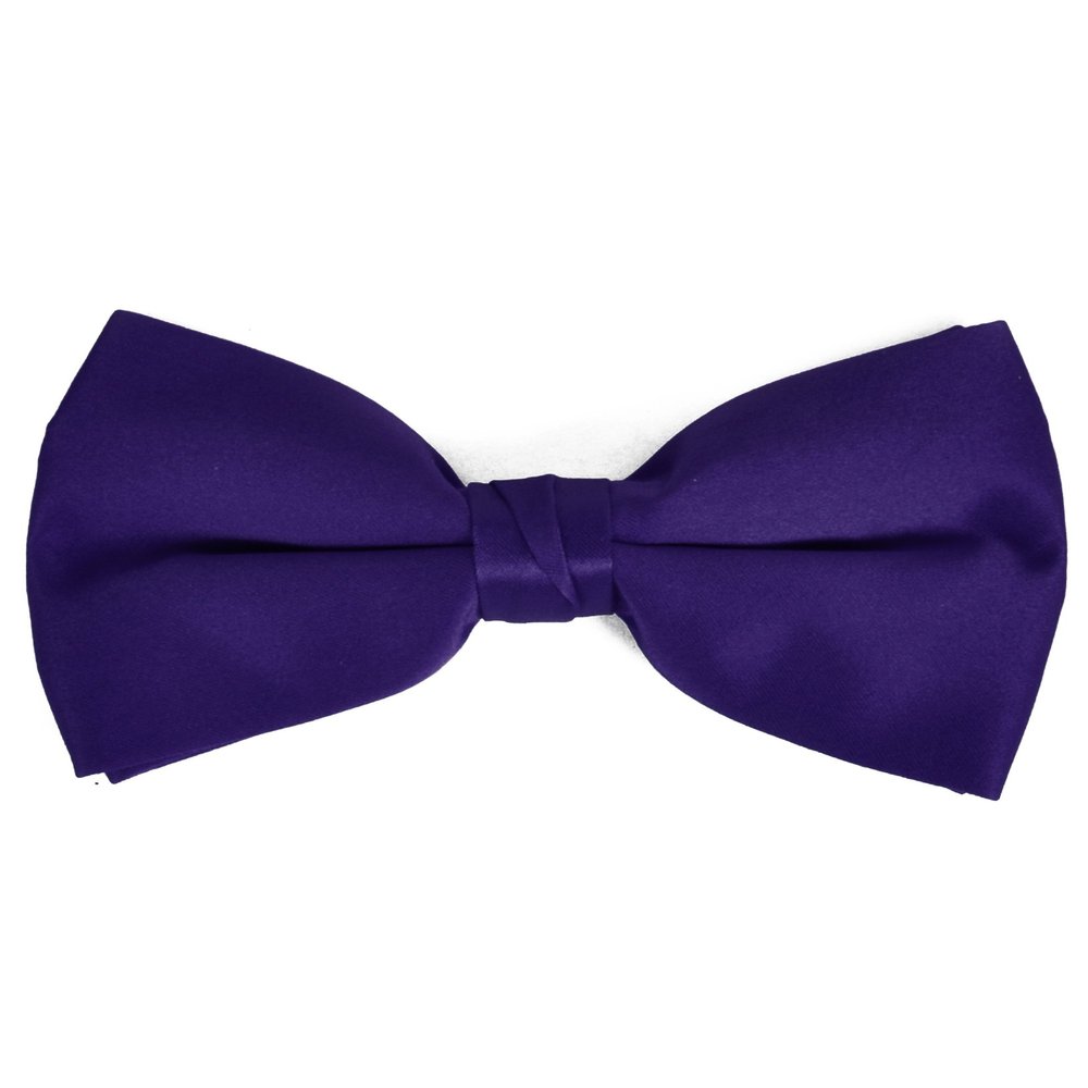 boxed-gifts Solid Purple Colored Poly-Satin Banded Bowtie