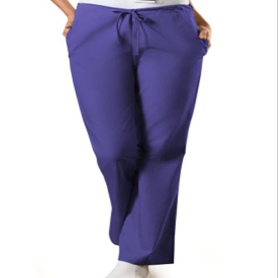 Cherokee Women's Fashionable Flare Leg Drawstring Pant, Grape, Medium Petite