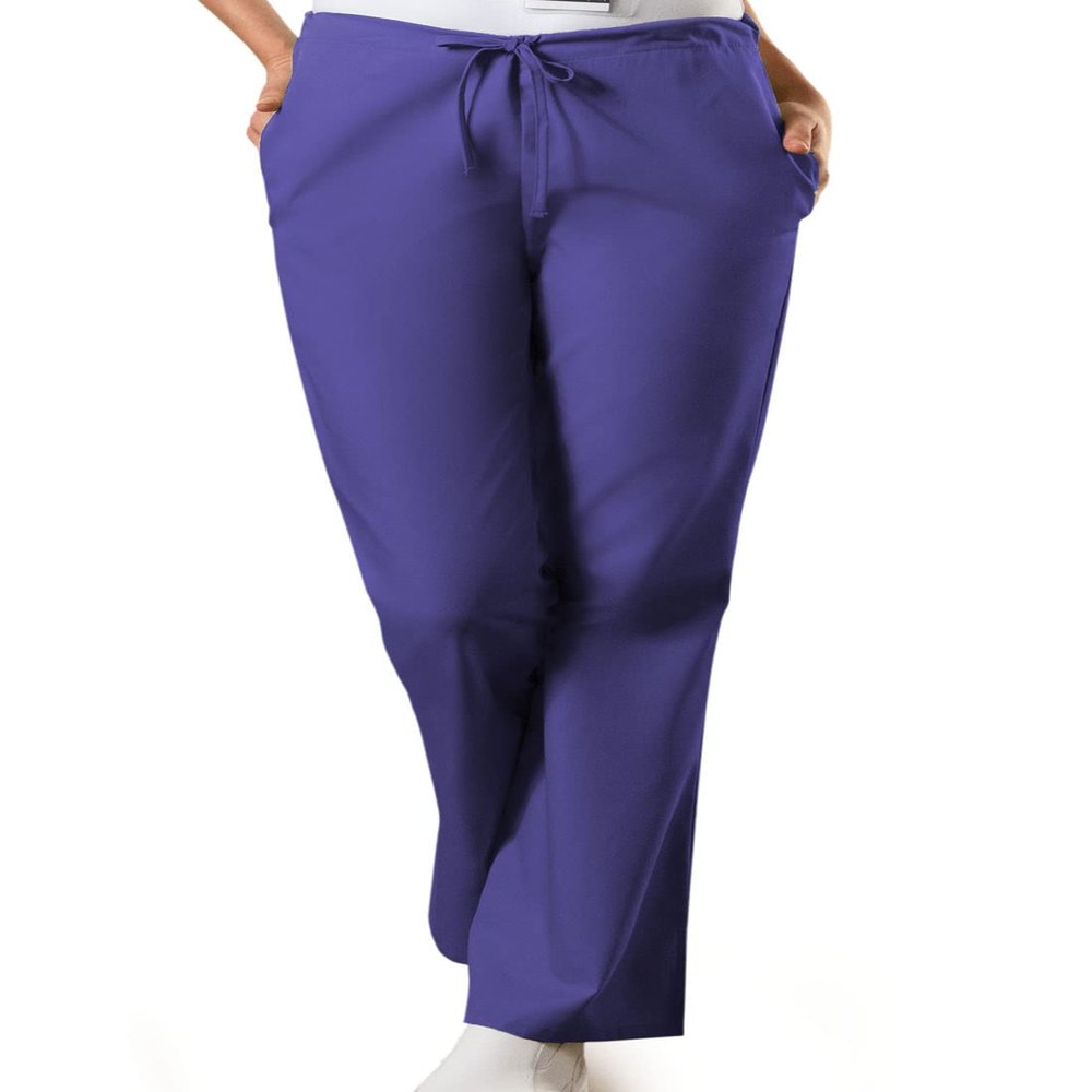 Cherokee Women's Fashionable Flare Leg Drawstring Pant, Grape, Medium Petite