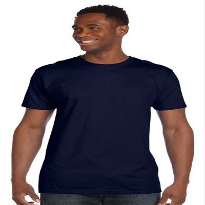 Hanes Lay-Flat Tag-Free Crewneck Beefy T-Shirt, Navy, X-Large