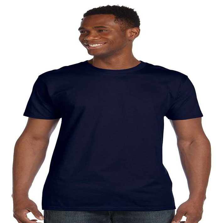 Hanes Lay-Flat Tag-Free Crewneck Beefy T-Shirt, Navy, X-Large
