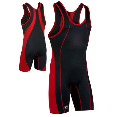 Brute Maverick Wrestling Singlet - SIZE: X-Small, COLOR: Black/Scarlet