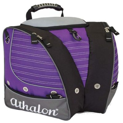 Athalon Tri-Athalon Kids Boot Bag/Backpack for Skiing, Snowboarding, Holds Boots, Helmet, Goggles, Gloves, Purple/Gray