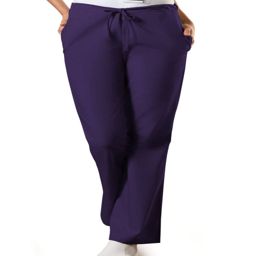 Cherokee Women's Fashionable Flare Leg Drawstring Pant, Eggplant, X-Large-Petite