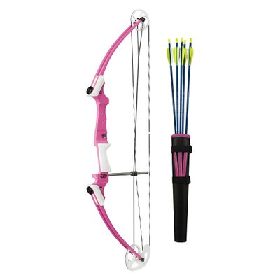 Genesis Original Compound Bow & Arrow Kit- Adjustable Riser, 15"-30" Draw Length, 10-20 lb Draw Weight, All Skill Levels, Draw Hand - Left, Pink