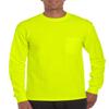 Gildan Adult 6 oz 50/50 High Visibility L/S T w/pocket in Safety Green - XX-Large view 1