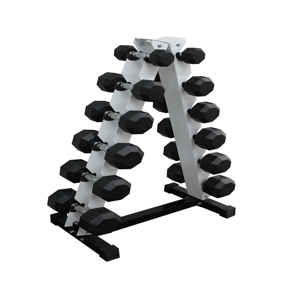 Ader Dumbbell Rack w/ 3-25lb Rubber Dumbbells 6 Pairs