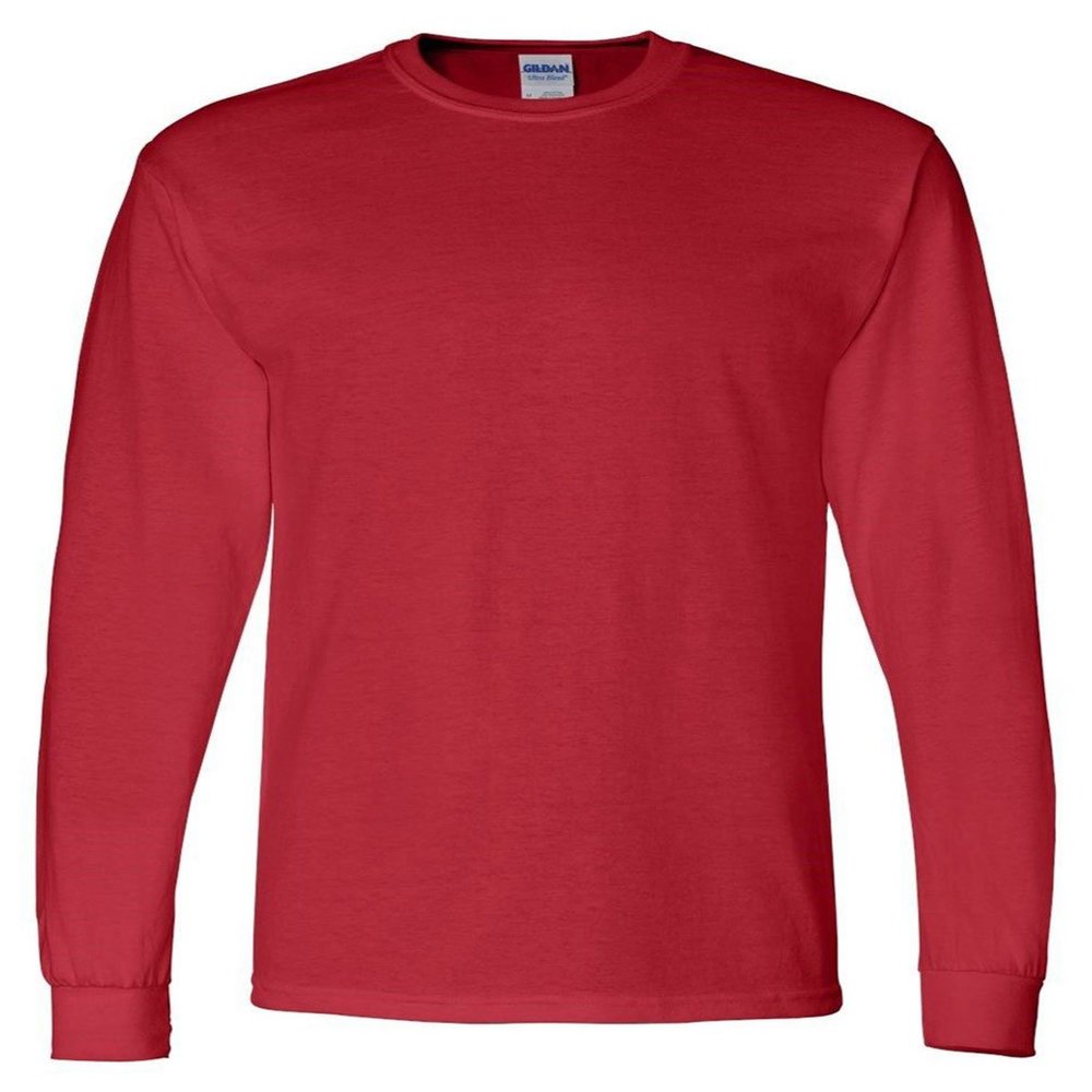 Gildan Men's 5.5 oz., 50/50 Long-Sleeve T-Shirt, Red, Small