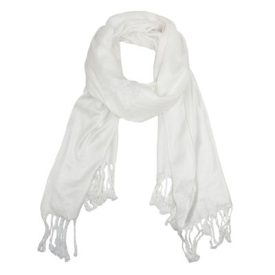 CTM Women's Classic Pashmina Style Shawl Wraps, White