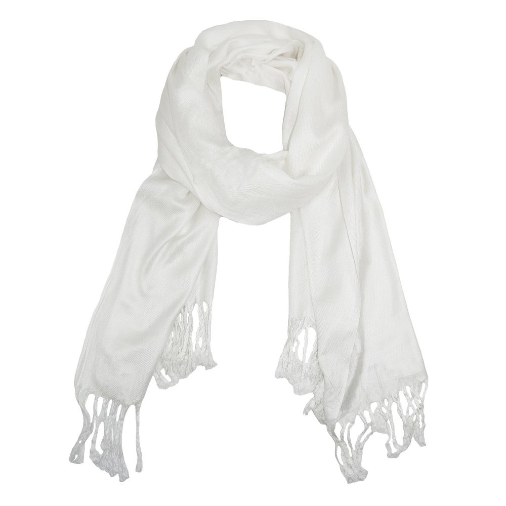 CTM Women's Classic Pashmina Style Shawl Wraps, White