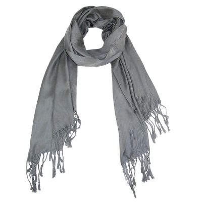 CTM Women's Classic Pashmina Style Shawl Wraps, Grey