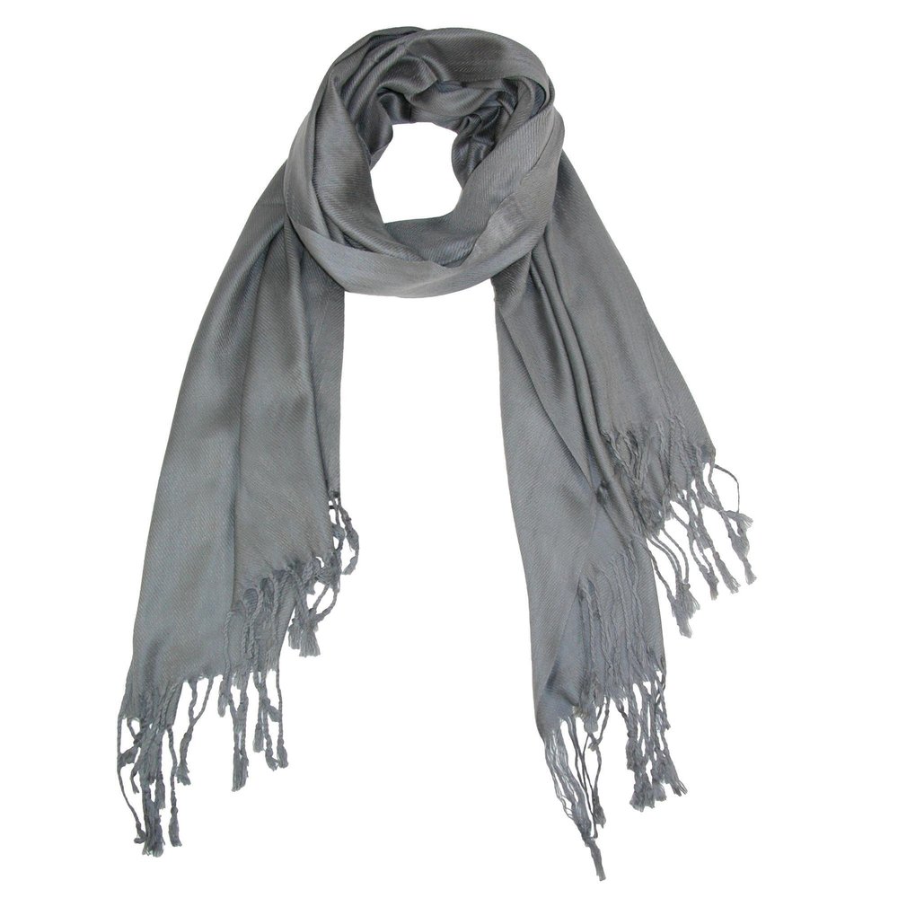 CTM Women's Classic Pashmina Style Shawl Wraps, Grey