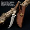SANZ Damascus Slim Blade Skinner Knife 9 Inch - Camping Knife with Stag Handle, Full Tang Steel Blade & Sheath - Pocket Knife for Hunting, Outdoor uses & Camping view 3