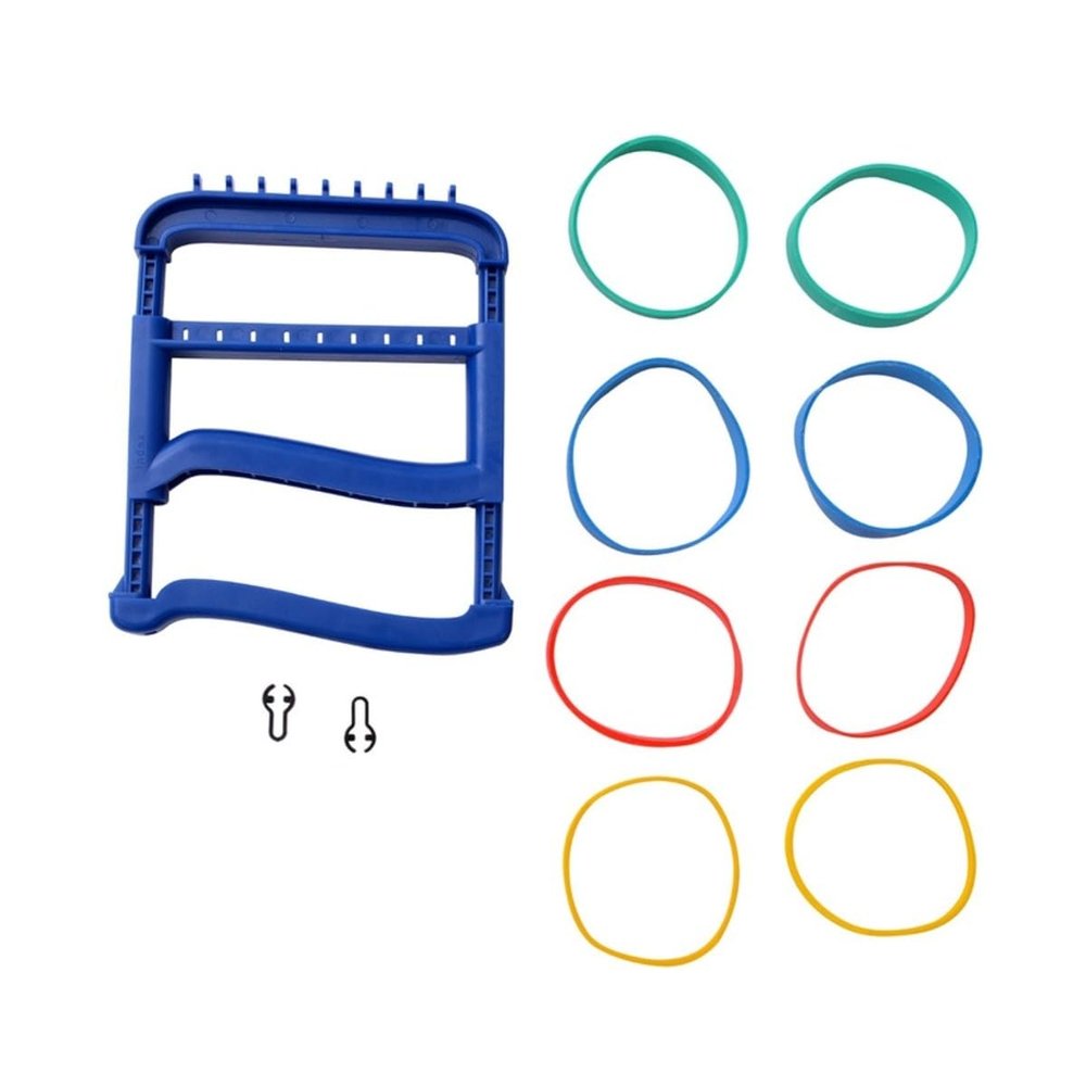 Rolyan Basic Ergonomic Hand Exerciser, Strengthening Device for Fingers, Hands, and Thumbs, Comes with 4 Pairs of Graded Rubber Bands with Progressive Difficulty, Blue