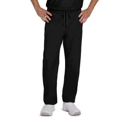 Landau Essentials Unisex Relaxed Fit 1-Pocket Drawstring Scrub Pants 7602 Black
