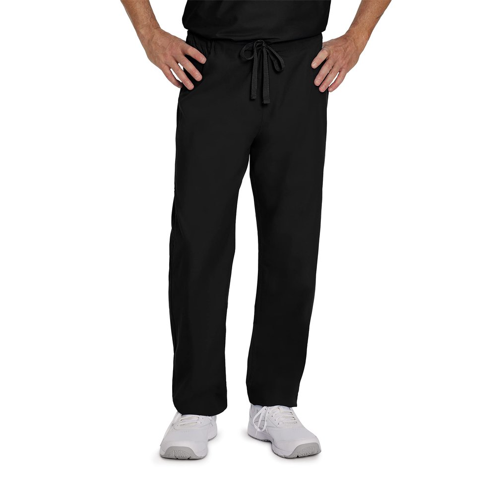 Landau Essentials Unisex Relaxed Fit 1-Pocket Drawstring Scrub Pants 7602 Black