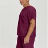 Landau Essentials Unisex Relaxed Fit 1-Pocket V-Neck Scrub Top 7502 Wine view 2