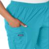 CHEROKEE Women's Workwear Elastic Waist Cargo Scrubs Pant, Turquoise, X-Large/Petite view 3
