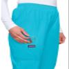 CHEROKEE Women's Workwear Elastic Waist Cargo Scrubs Pant, Turquoise, X-Large/Petite view 4