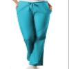 Workwear Originals Women Scrubs Pant Natural Rise Flare Leg Drawstring 4101P, L Petite, Turquoise view 1