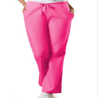 Cherokee Women's Fashionable Flare Leg Drawstring Pant, Shocking Pink, Large Petite