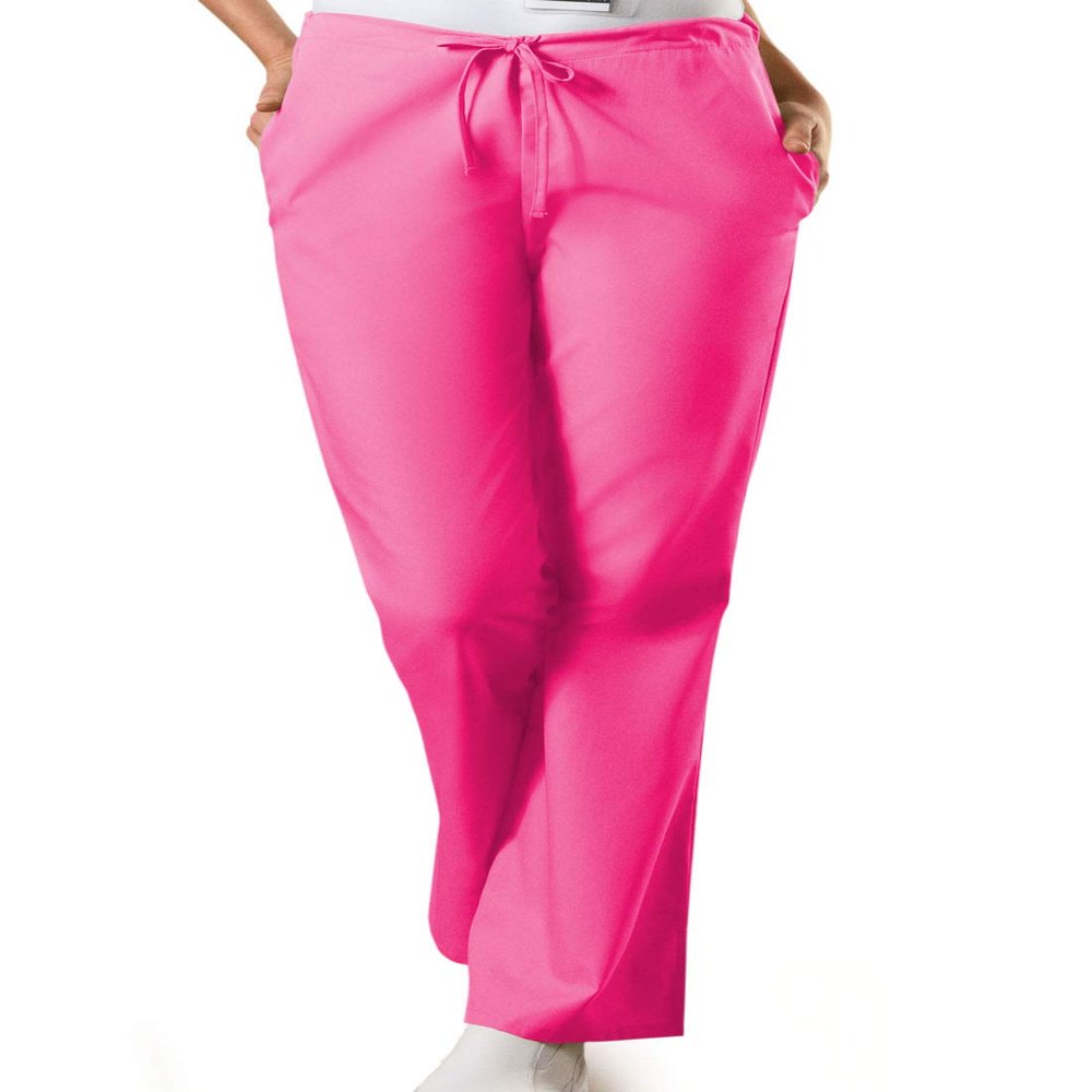 Cherokee Women's Fashionable Flare Leg Drawstring Pant, Shocking Pink, Large Petite