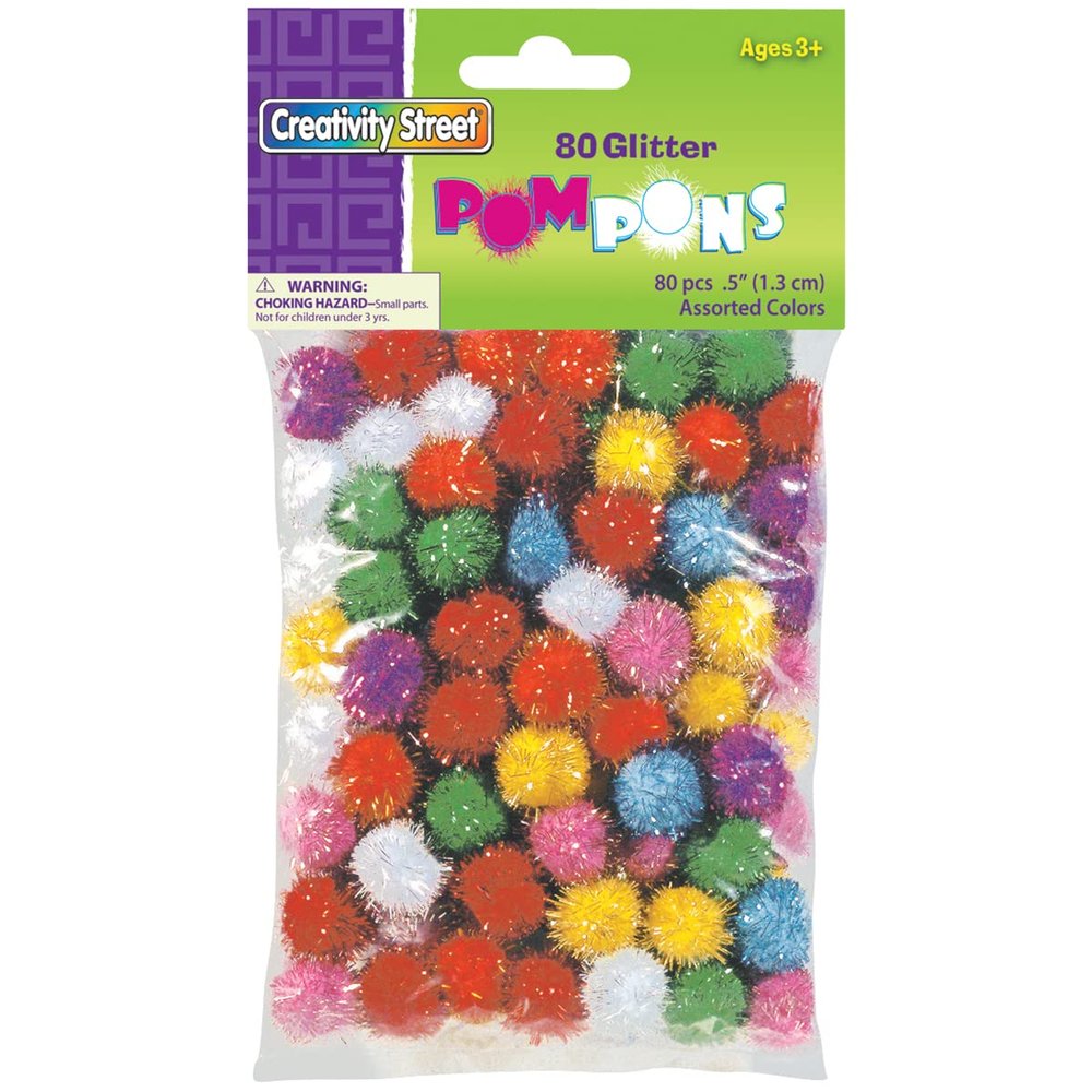 Glitter Pom-Pons Variety Pack 80/Pkg-Assorted