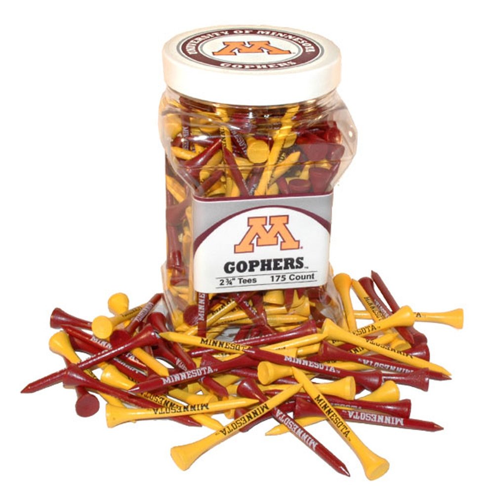 Team Golf NCAA Minnesota Golden Gophers Jar Of 175 Golf Tees 2-3/4" Golf Tees, 175 Pack, Regulation Size, Multi Team Colors