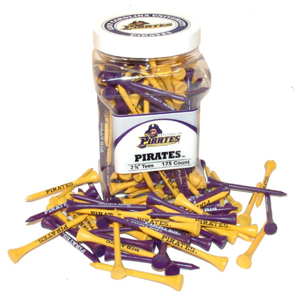 Team Golf NCAA East Carolina Pirates Jar Of 175 Golf Tees 2-3/4" Golf Tees, 175 Pack, Regulation Size, Multi Team Colors