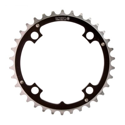 Origin8 Alloy Ramped Chainrings, 104mm x 34t, Black/Silver
