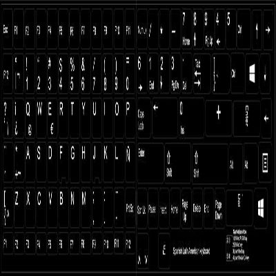 Replacement Spanish Latin American Keyboard Labels with Black Background