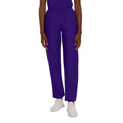 Landau Essentials Relaxed Fit 2-Pocket Elastic Scrub Pants for Women 8327 Grape