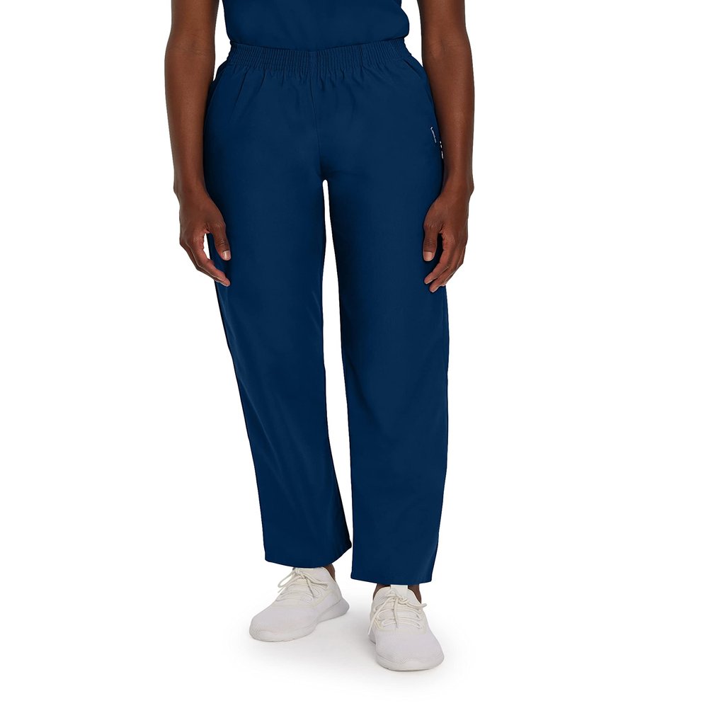 Landau Essentials Relaxed Fit 2-Pocket Elastic Scrub Pants for Women 8327 Navy