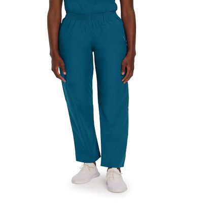 Landau Essentials Relaxed Fit 2-Pocket Elastic Scrub Pants for Women 8327 Caribbean Blue