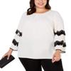 Alfani Plus Size Embellished-Sleeve Blouse (Cloud, 3X) view 1