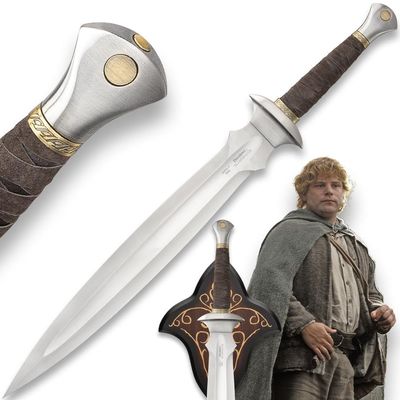 Lord of The Rings Replica Sword | Officially Licensed | 15 1/2" Stainless Steel Blade | Cast Metal Guard and Pommel | Display Plaque | Overall 23 1/2"