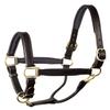 Perri's Horse Soft Padded Leather Halter, Black/Black/Brass view 1