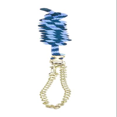 Perri's Poly Nylon Lead with 30-Inch Chain, Navy/Skyblue, 8-Feet 30-Inch