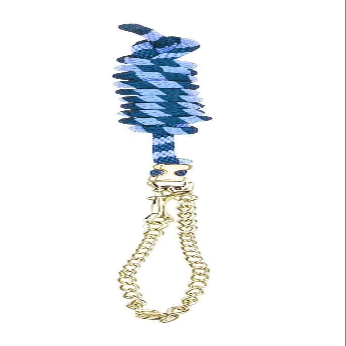 Perri's Poly Nylon Lead with 30-Inch Chain, Navy/Skyblue, 8-Feet 30-Inch