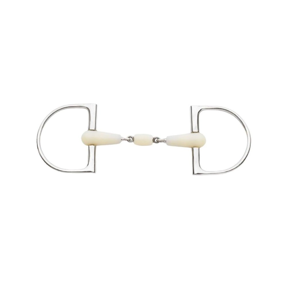 Happy Mouth Double Jointed Pro King Dee Bit - Apple Scented Durable Stainless Steel Rings Soft Polymer Roller Mouthpiece Horse Bit, 6
