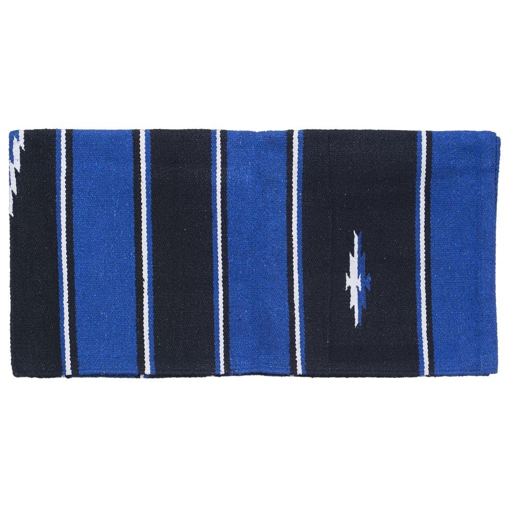 Tough1 Sierra Acrylic Blend Saddle Blanket - 30" x 60" - Black/Royal Blue/Cream