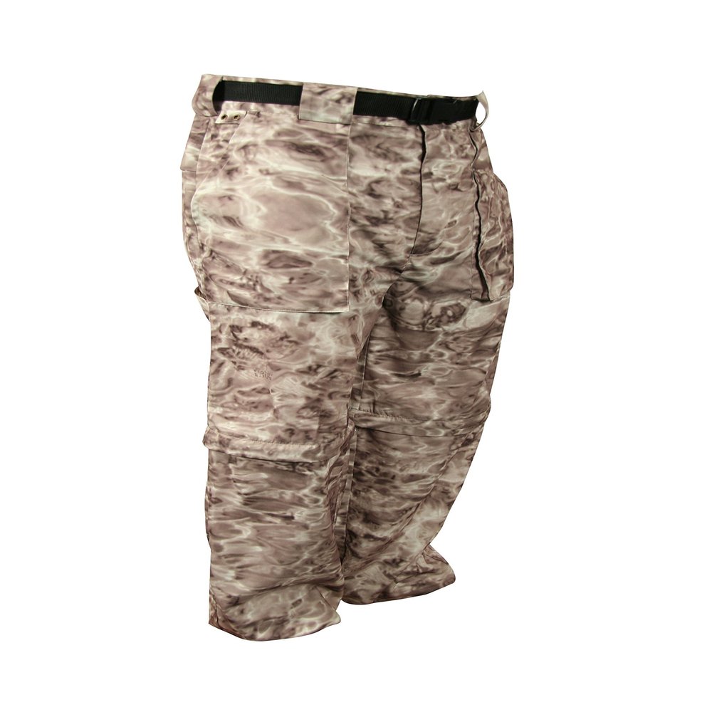 Aqua Design: Fly Fishing Mens Convertible Wading Pants Zip Off Legs Shorts: Pacific Sand: Size 2XL