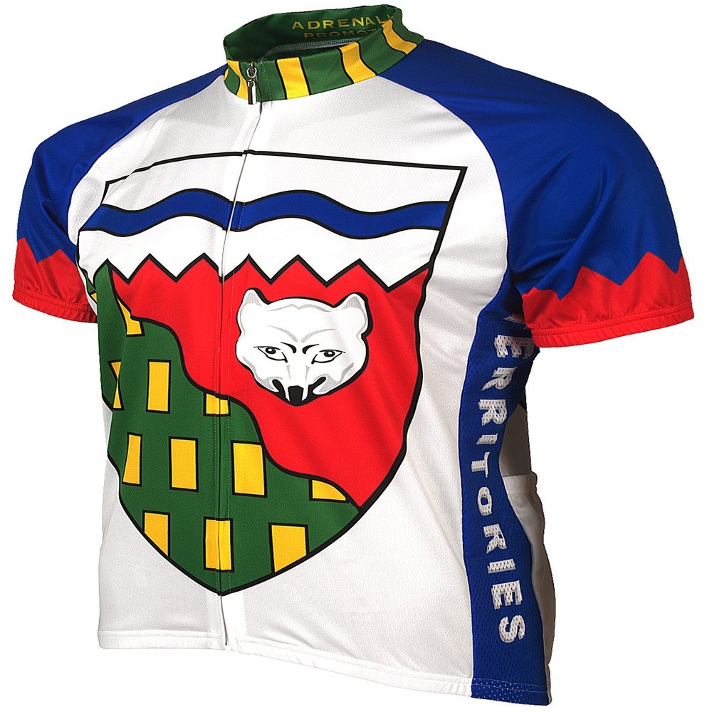 Adrenaline Promotions Men's Northwest Territories Canada Cycling Jersey, White, Large
