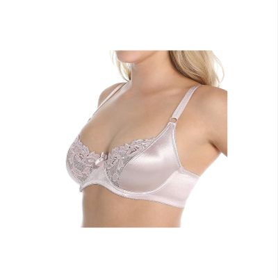 Carnival Women's Minimizer Embroidered Lace and Satin Cup Bra, Champagne, 44DD