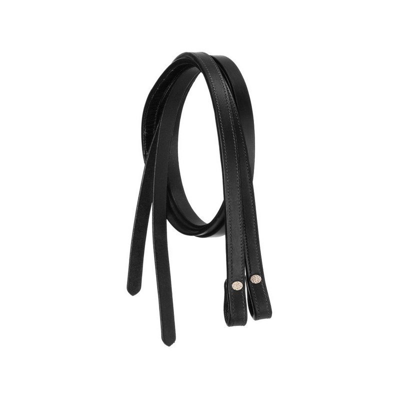 Tough 1 Royal King Double-Stitched Leather Split Reins - Black